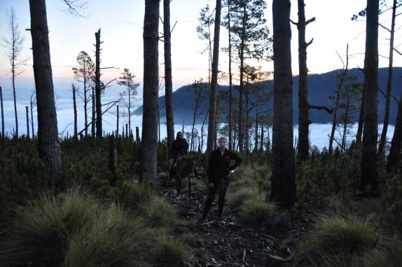 A caminho do cume do Pico Duarte, na  República Dominicana, com o dia nascendo